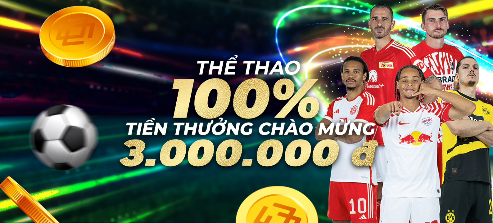 Gửi tiền lần đầu -THỂ THAO: thưởng 100% lên đến 3.000.000 VND